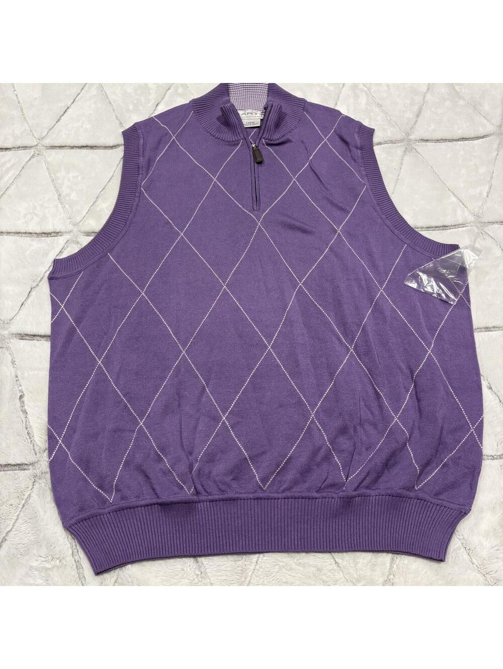 Martin Golf Purple Argyle Sleeveless Sweater Vest Large Pima Cotton Comfortable